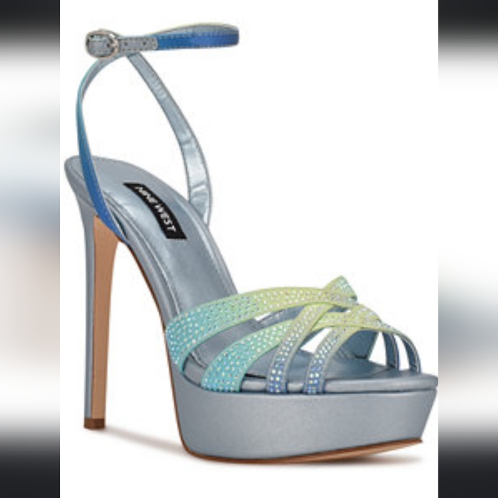 NWOT NINE WEST Rhinestone Platform Sandal Heels